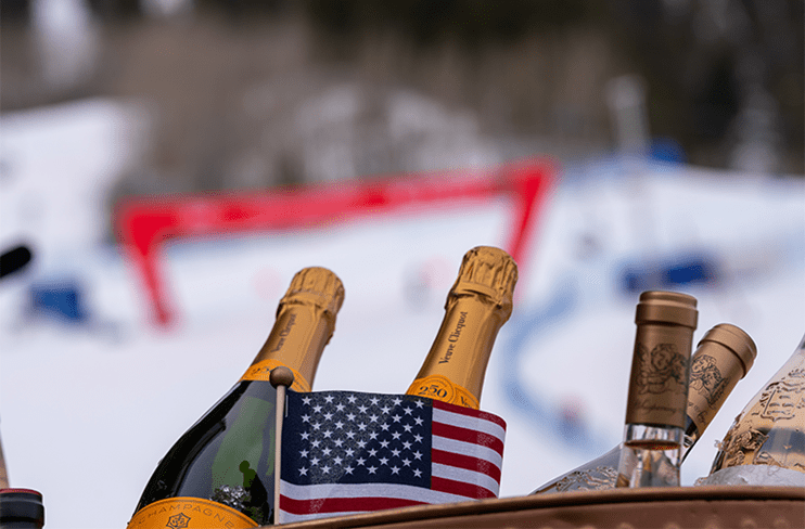 Bottles of champagne at the World Cup Finish 