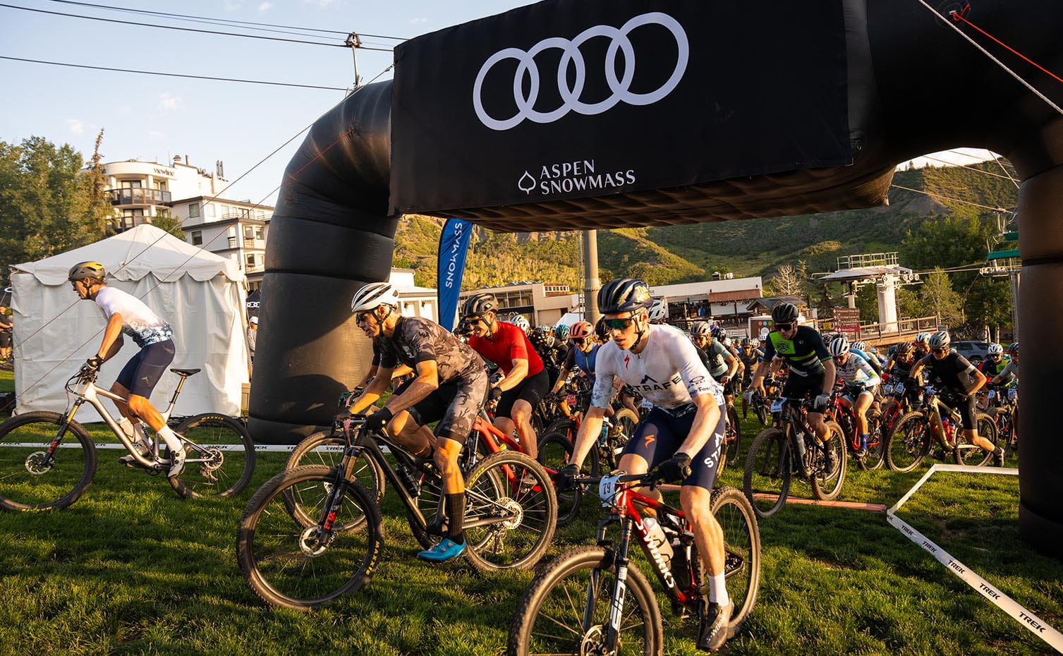 The start of the Audi Snowmass 50 Mountain Bike Race in Snowmass Colorado. 