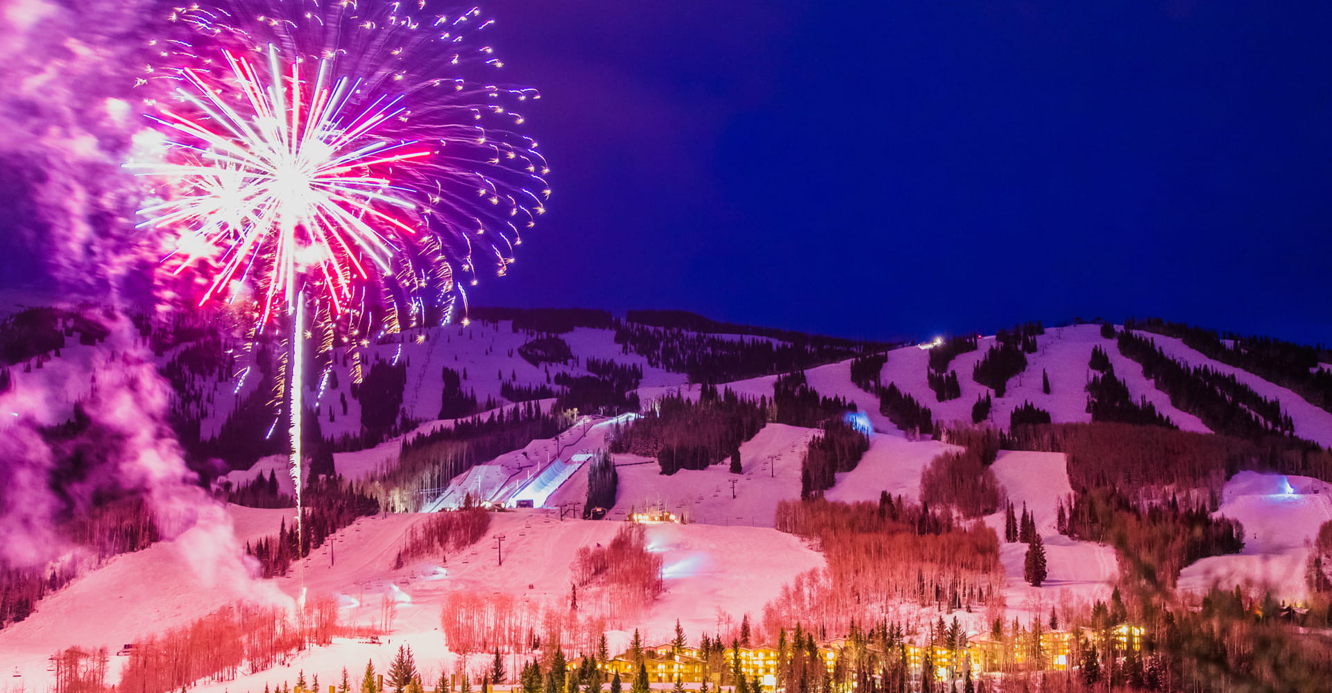 Fireworks illuminate Snowmass Mountain