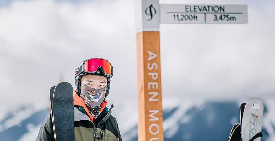 Skier Wei Chen at Aspen Snowmass