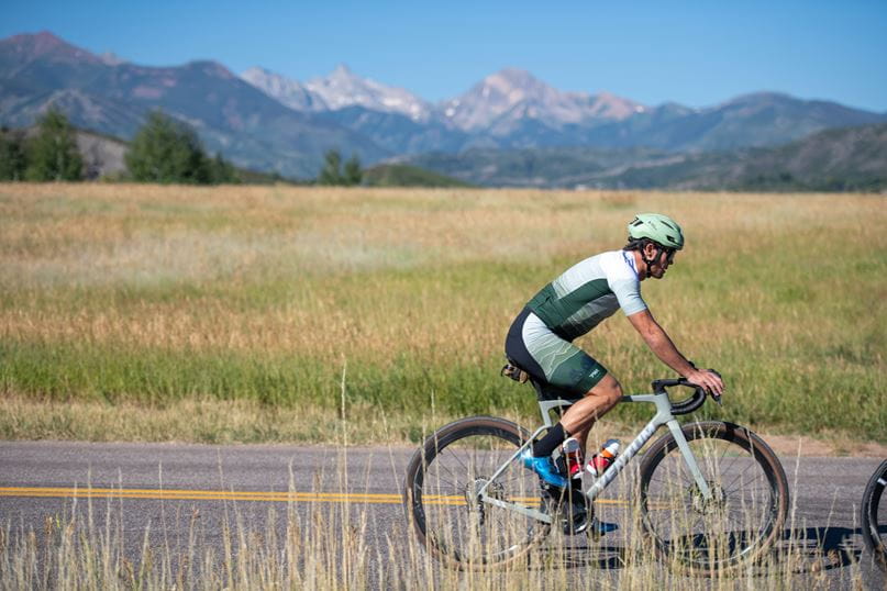 Biker on a road in Aspen Colorado