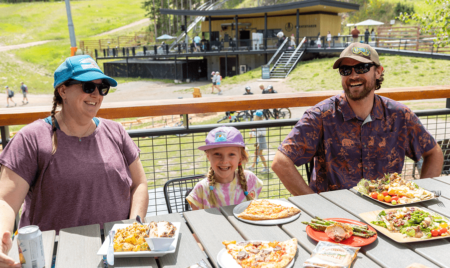 family eating at snowmass elk camp