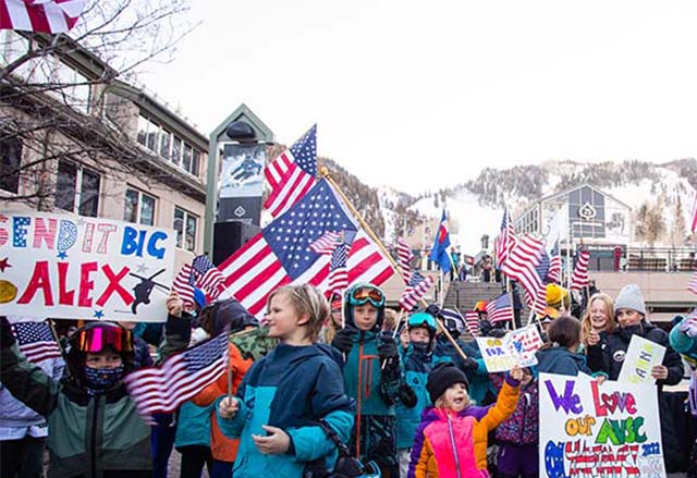 Group of AVSC kids celebrating the athlete send of for the winter games. 