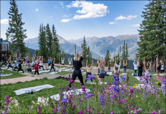 Yoga on top of Aspen Mountain