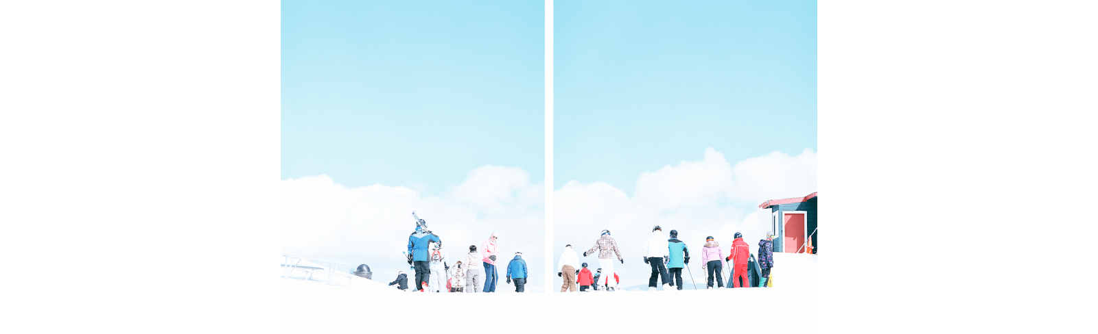 a group of people on snow