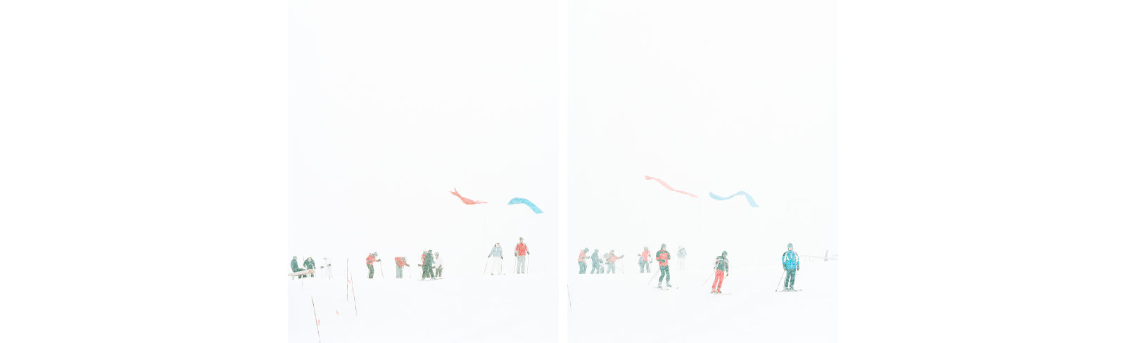 a group of people on skis