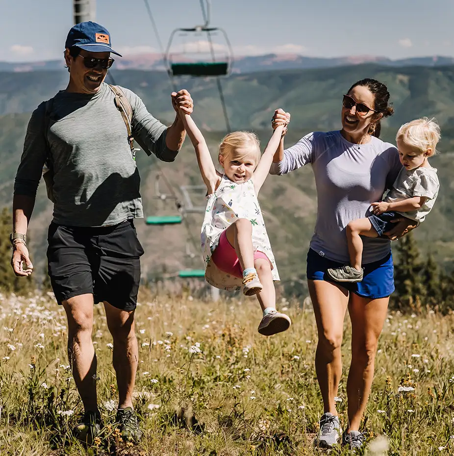 Family in the wildflowers on Aspen Mountain