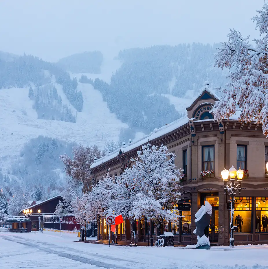 Downtown Aspen in a snow storm