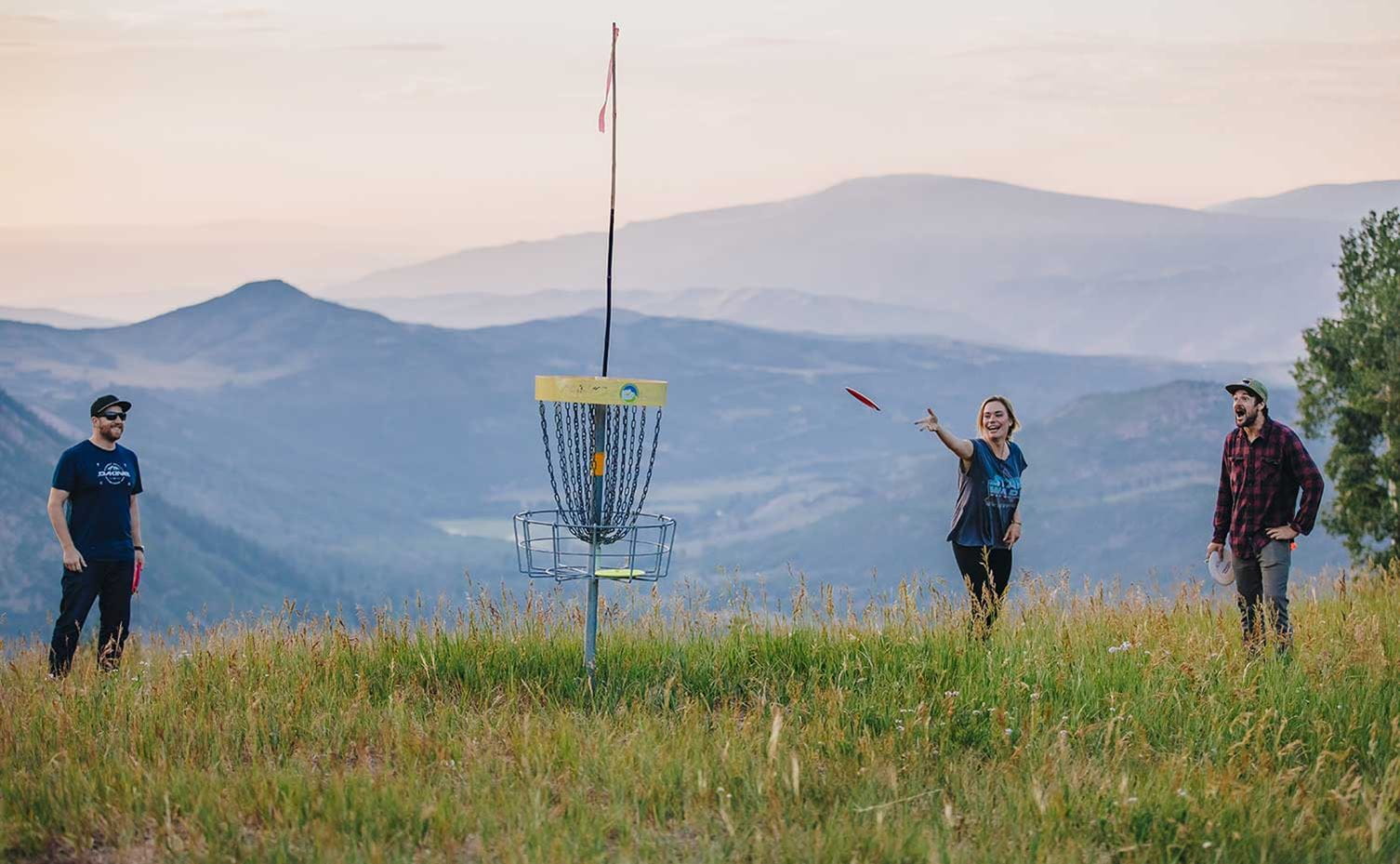 Playing disc golf at Snowmass is fun