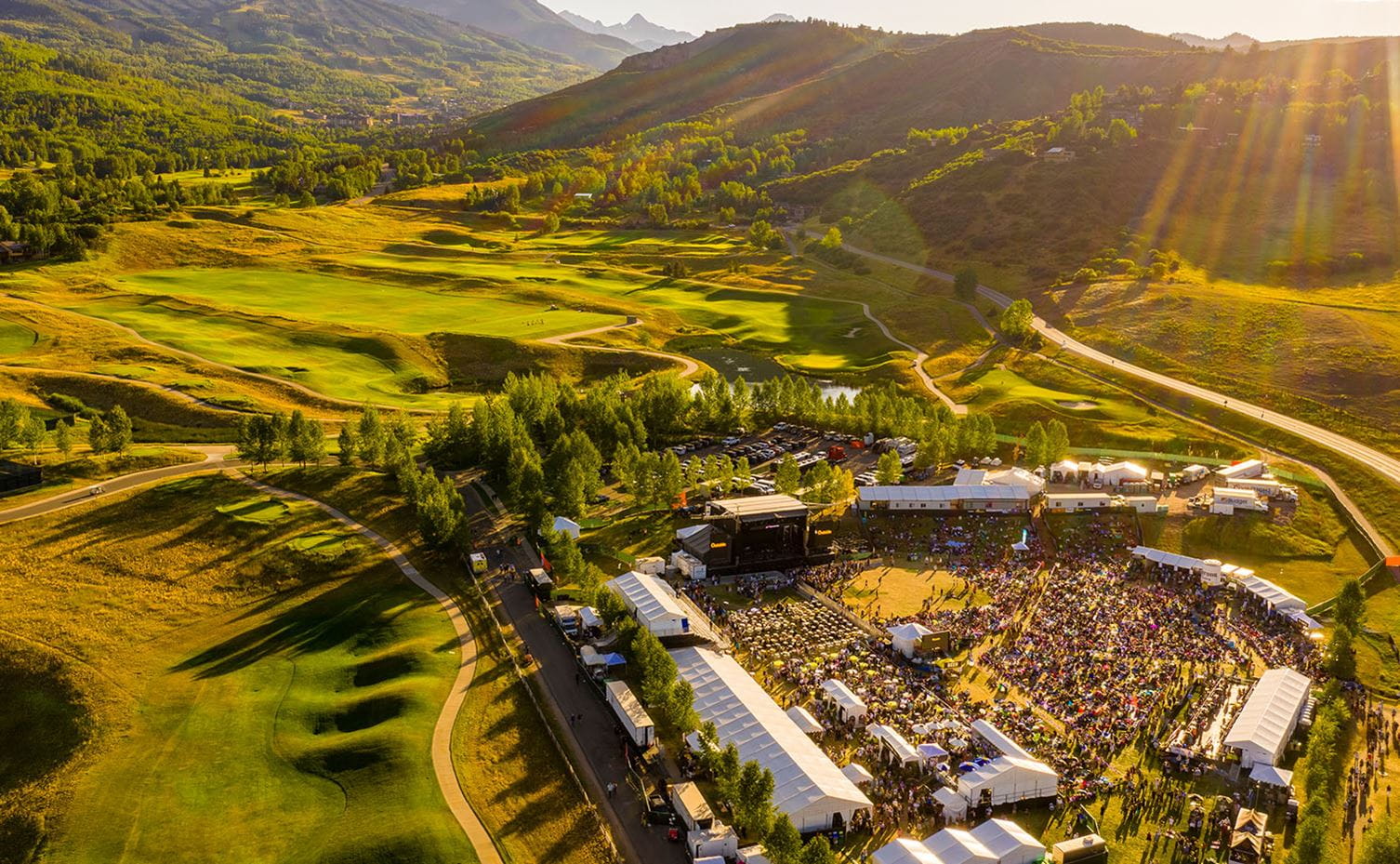 Aerial view of Jazz Aspen Snowmass Labor Day festival. 