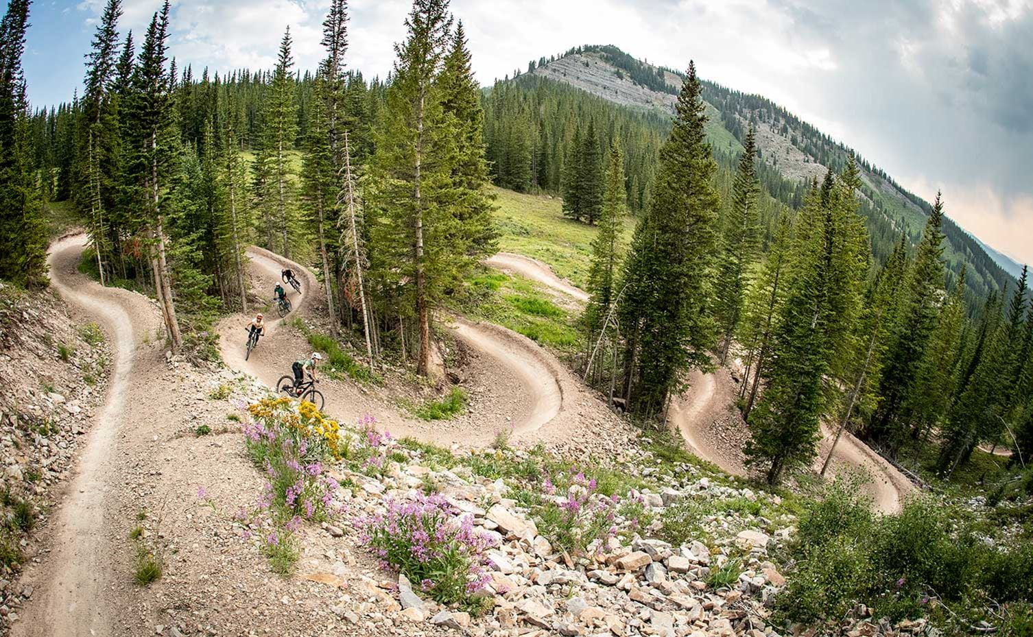 Snowmass Bike Park trails winding down the mountain