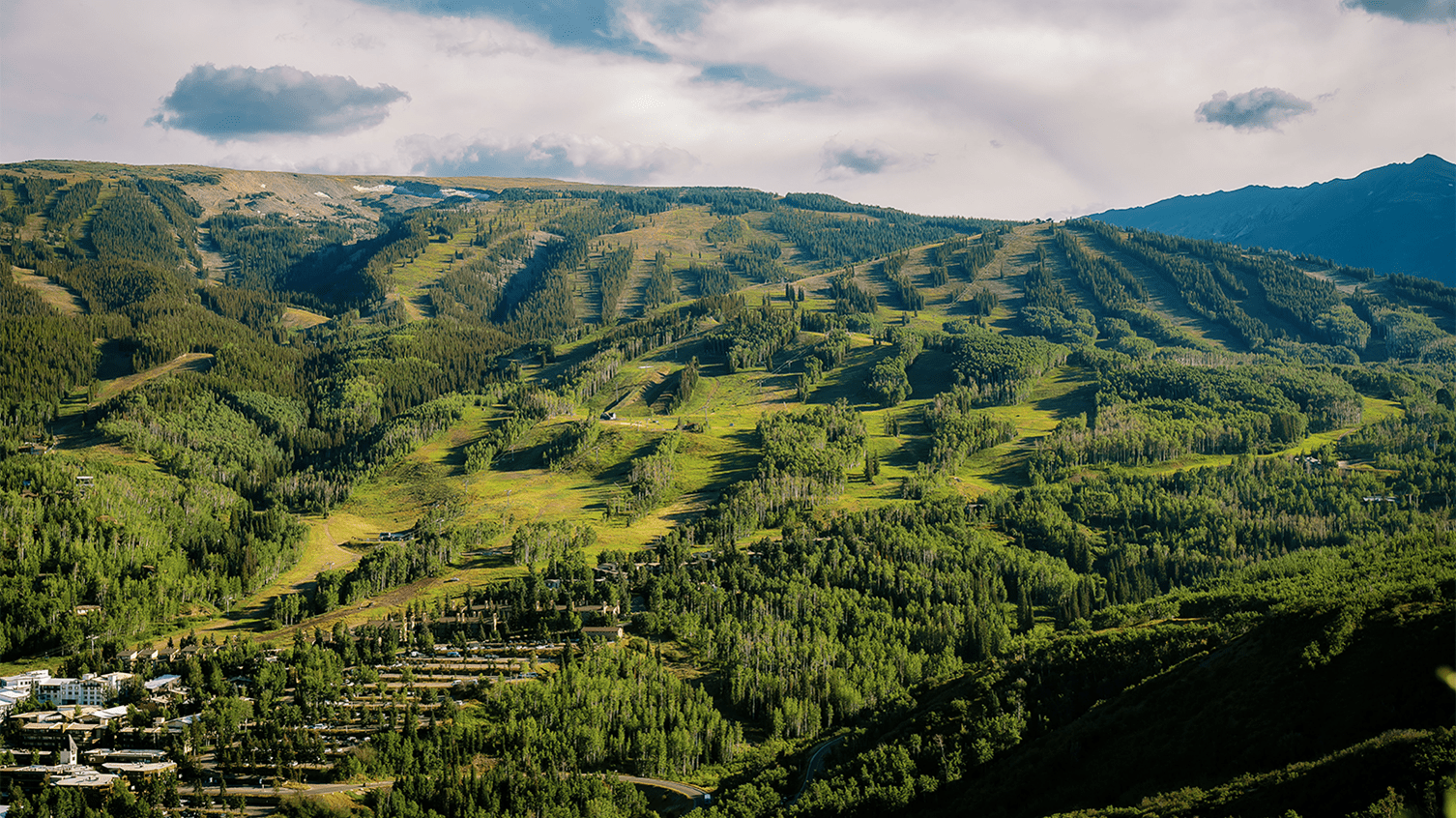 Long view of Snowmass in the summer