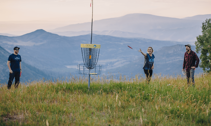 people play disc golf on top of snowmass mountain