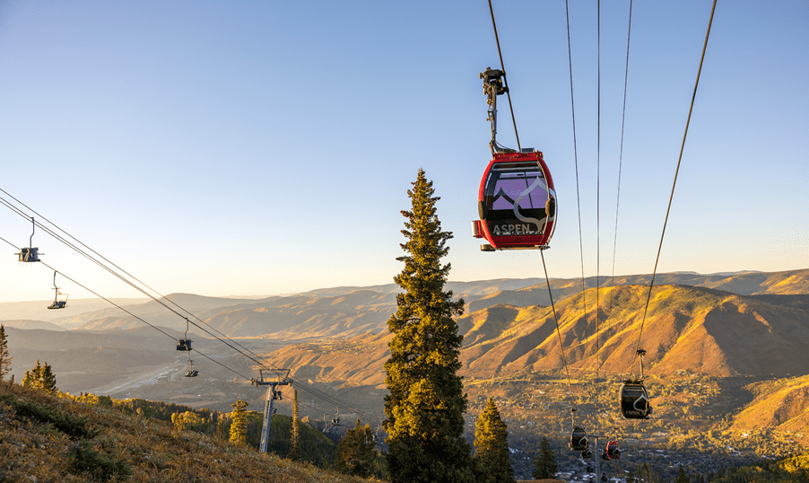 Silver queen Gondola at dusk on aspen mountain