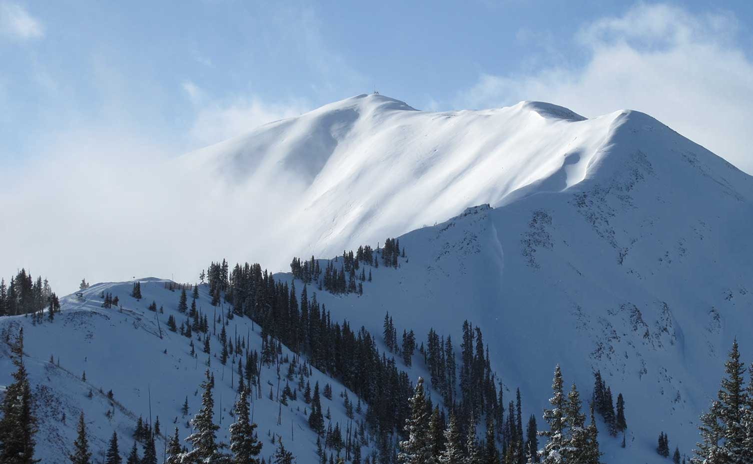 View of Highland Peak and Highland Bowl from atop Aspen Highlands