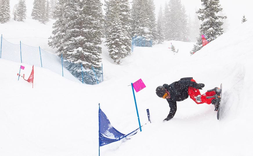 Slash the Mass Banked Slalom Snowboard Race in Snowmass. 