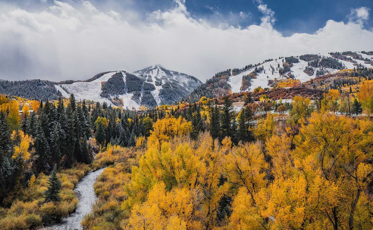 First snow and fall color on Aspen Snowmass