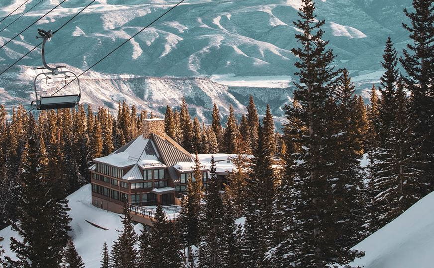 View of High Alpine from the chairlift in Snowmass Colorado. 