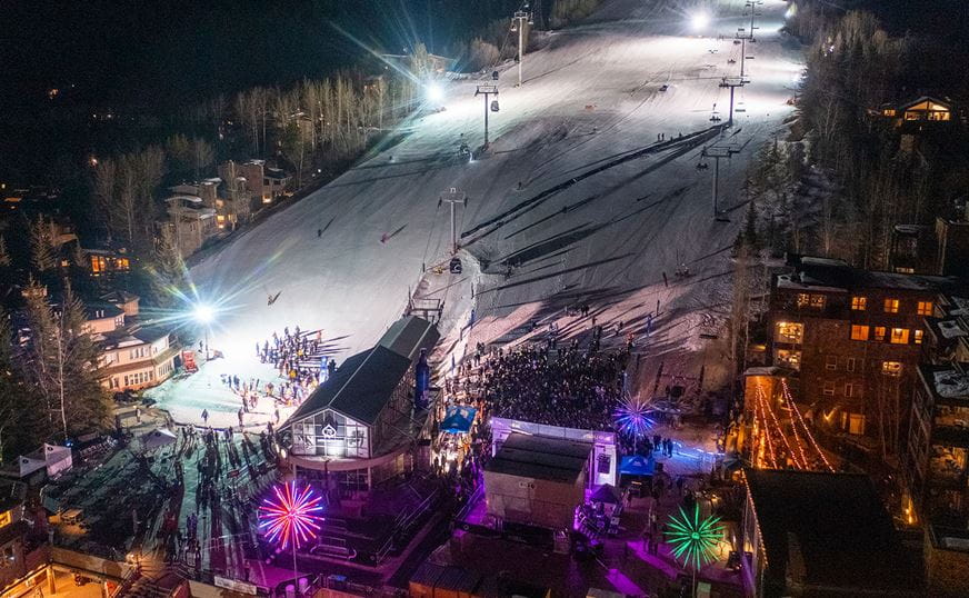 KickAspen night skiing event on Aspen Mountain. 