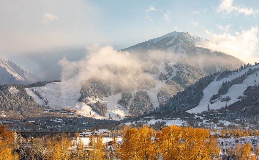 View of Highlands and Buttermilk with the first snow of the season
