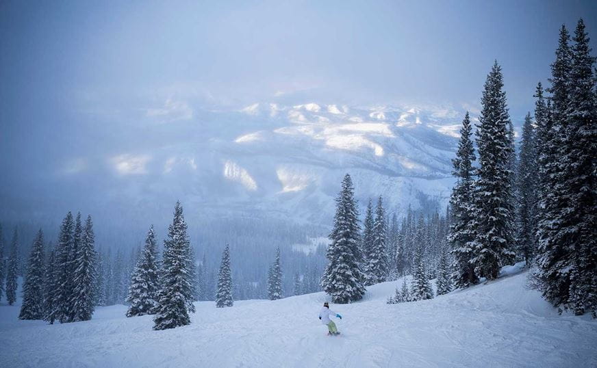 Snowboarder on Aspen Mountain