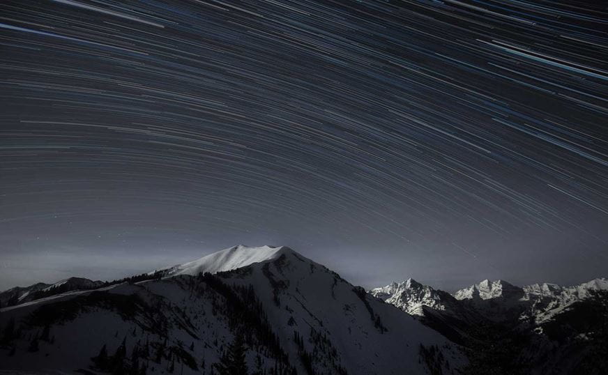 Star trails from atop Aspen Highlands