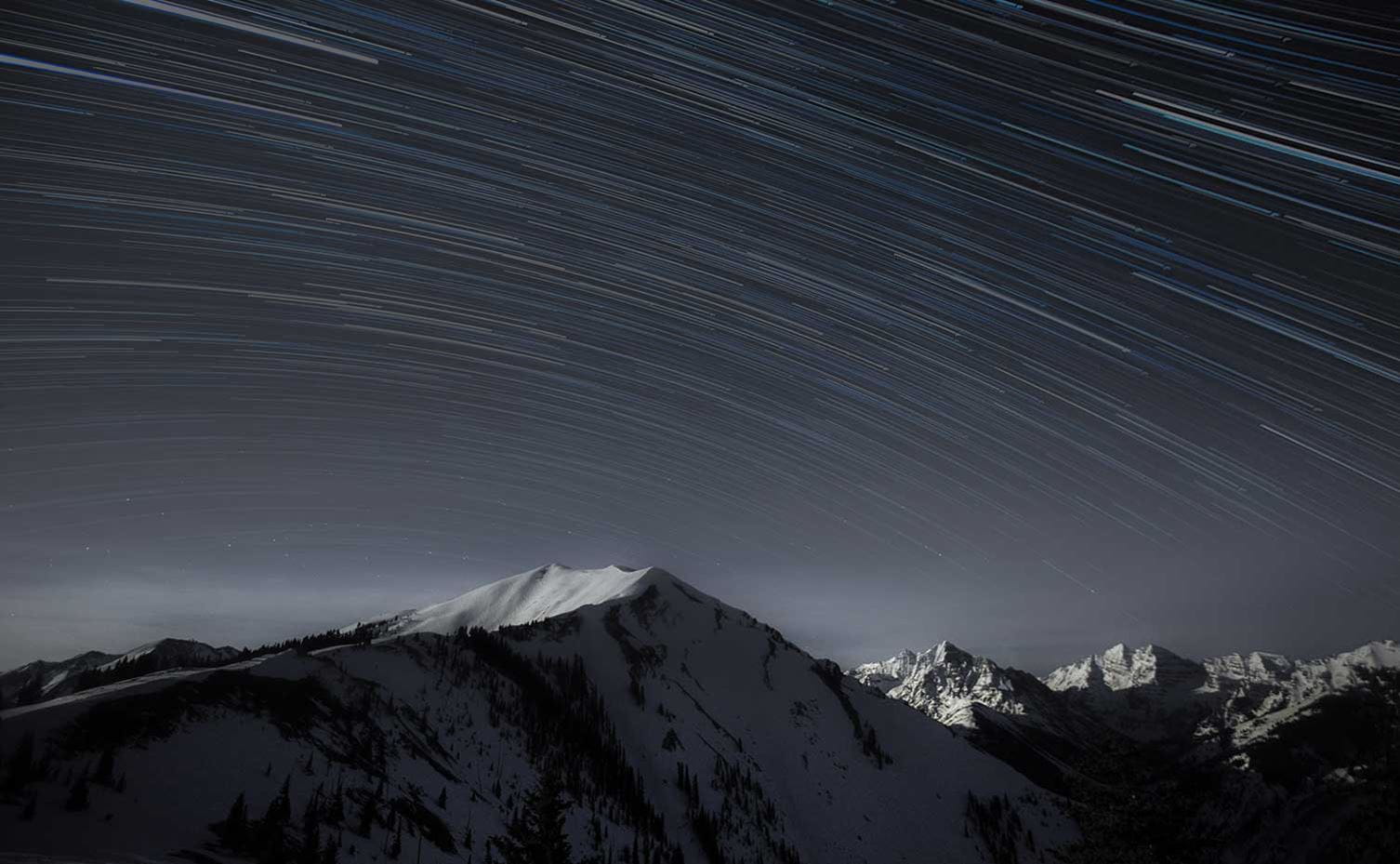 Star trails from atop Aspen Highlands