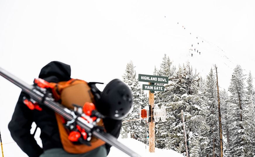 Climbing up to Highland Bowl