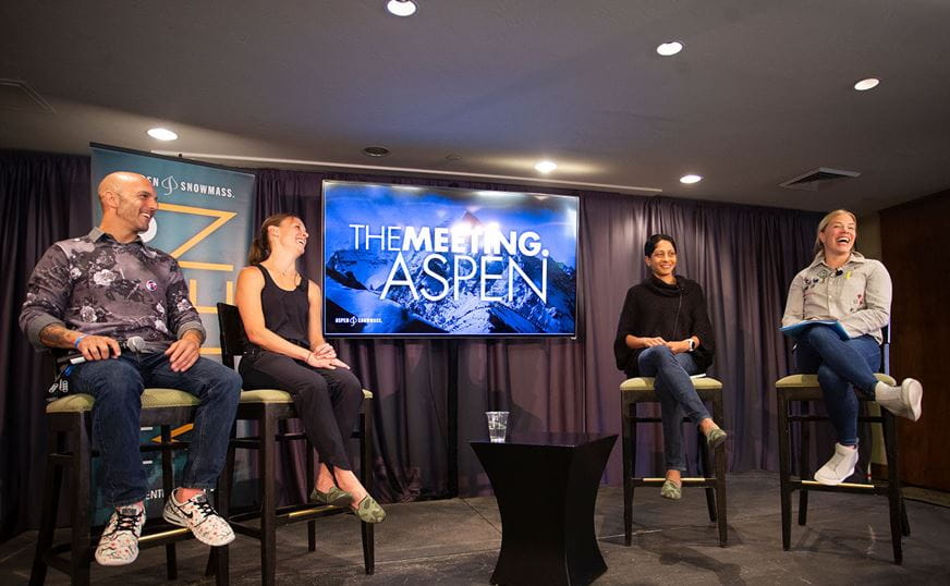 Speakers at The Meeting conference in downtown Aspen.