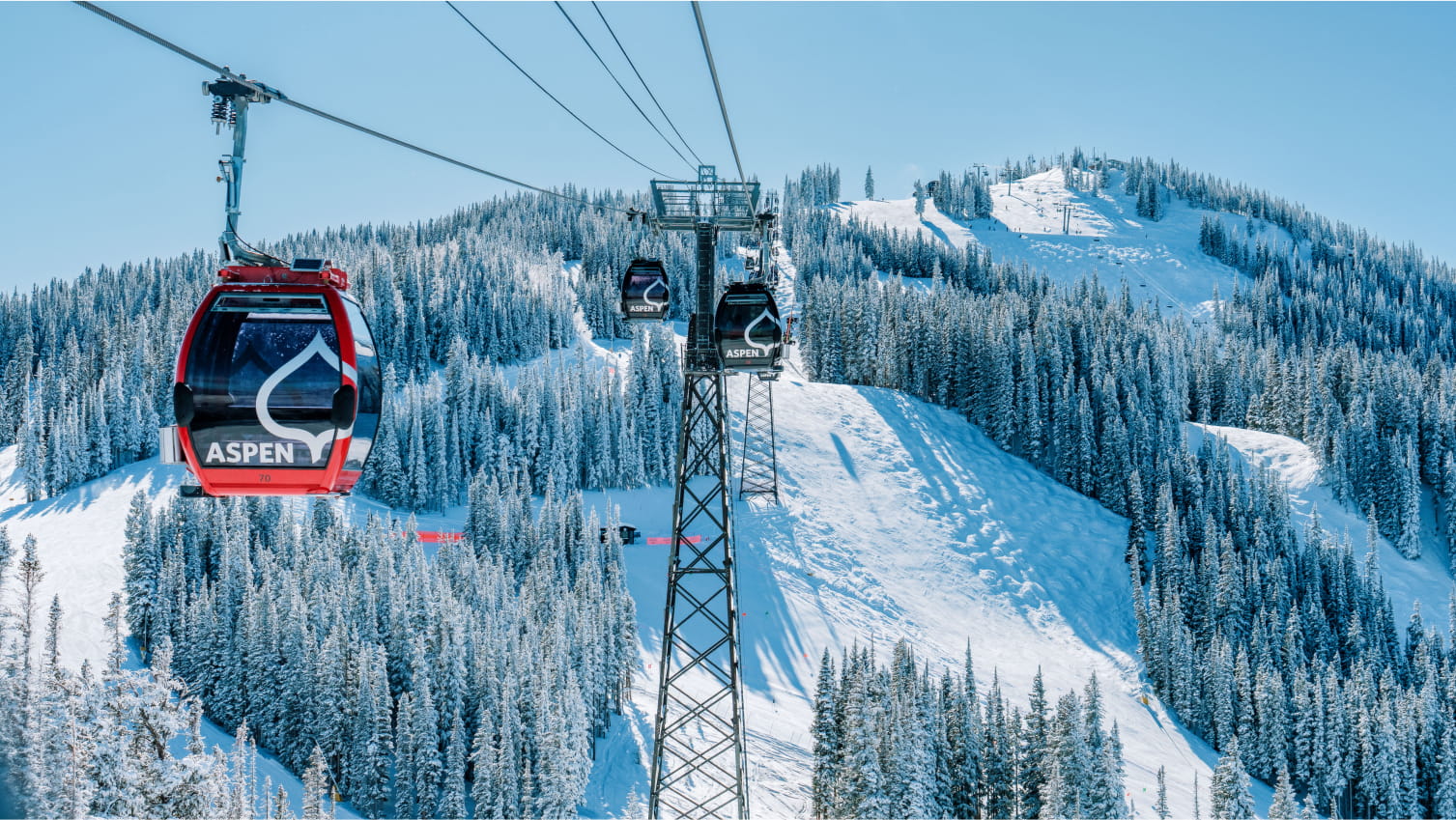 Winter landscape of the Aspen mountain gondola 