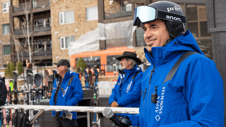 CEO of Aspen Ski Co smiles as he addresses the crowd