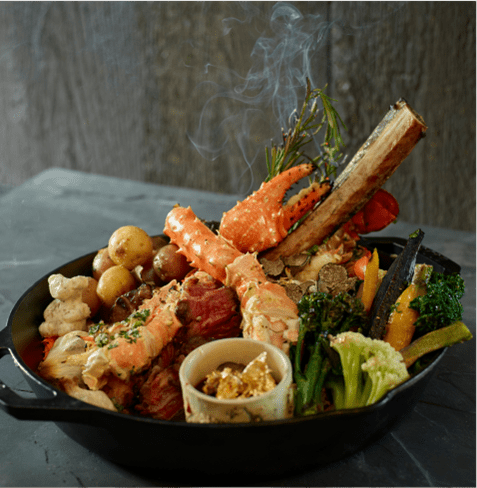 plate of surf and turf at Cloud Nine at Aspen Highlands