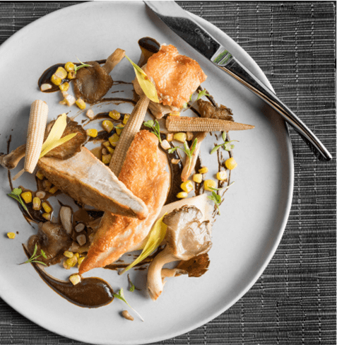 skillfully plated food at element 47 in aspen