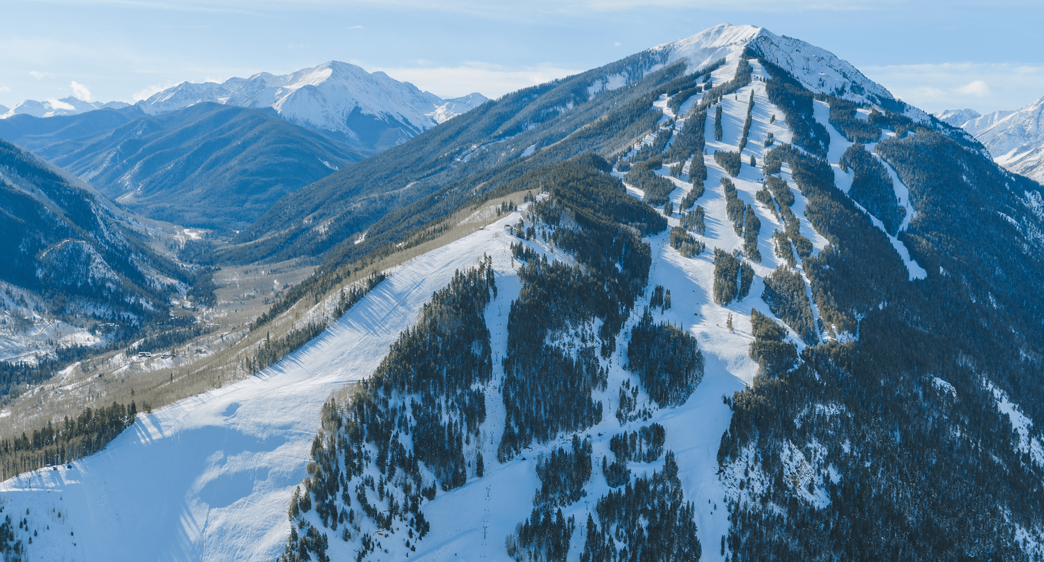 Aerial view of Aspen Highlands, during winter