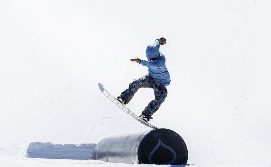 Snowboarder in the Snowmass terrain park. 