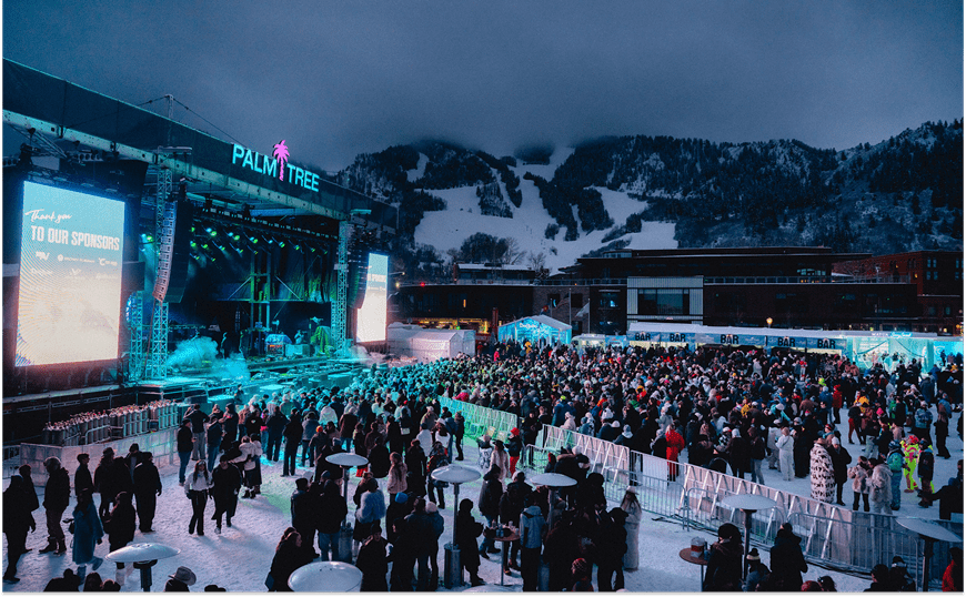 Palm tree stage with GA and VIP in view