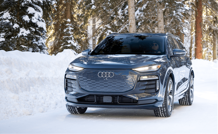 Audi car on a snowy road