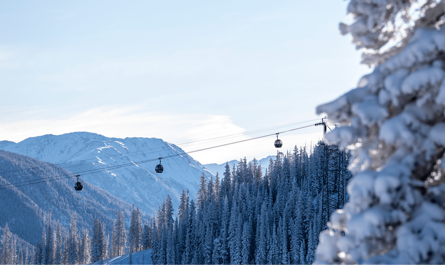 Gondolas on aspen mountain taking people up