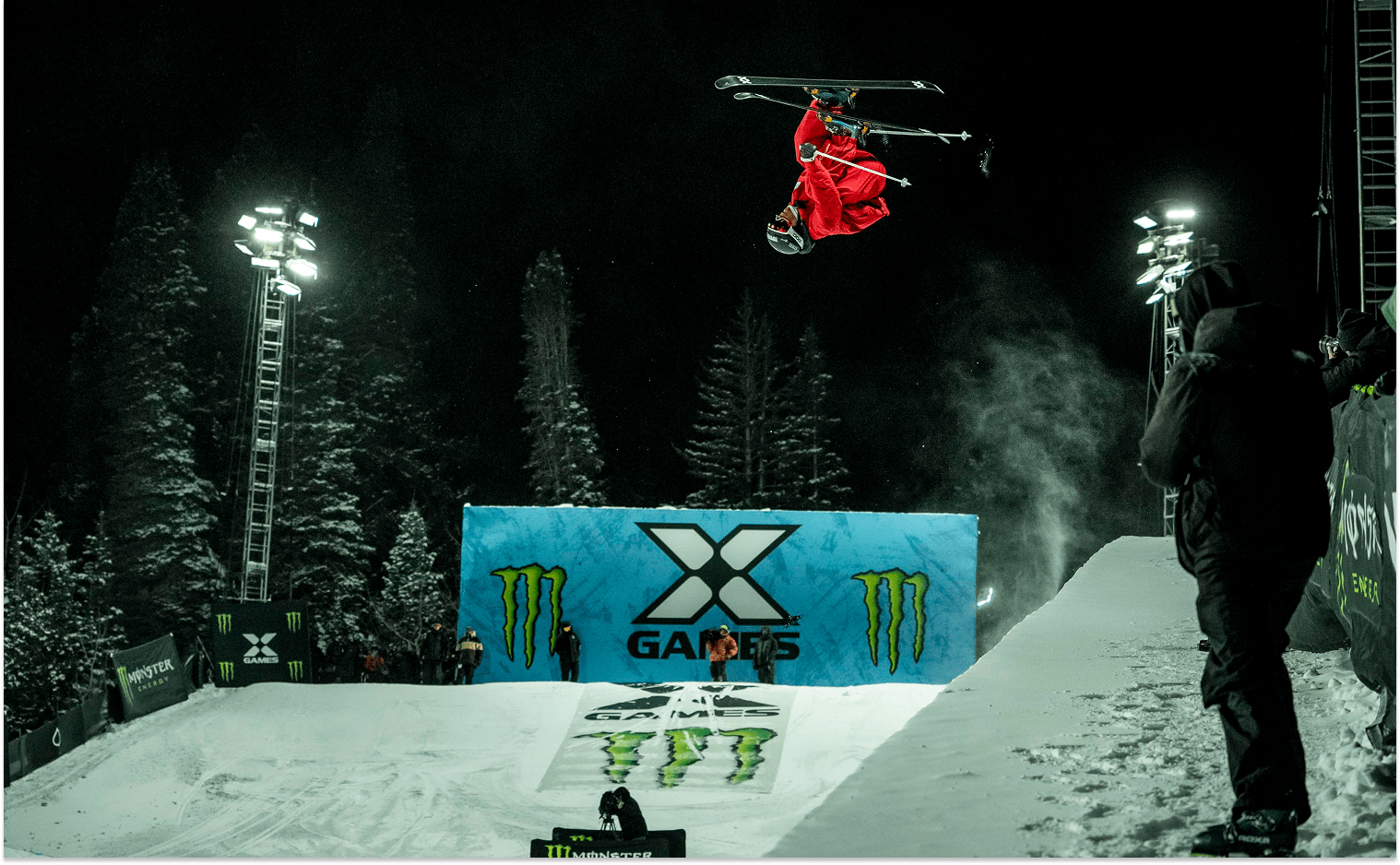 Alex Ferreira doing a trick on the halfpipe for X Games in 2026