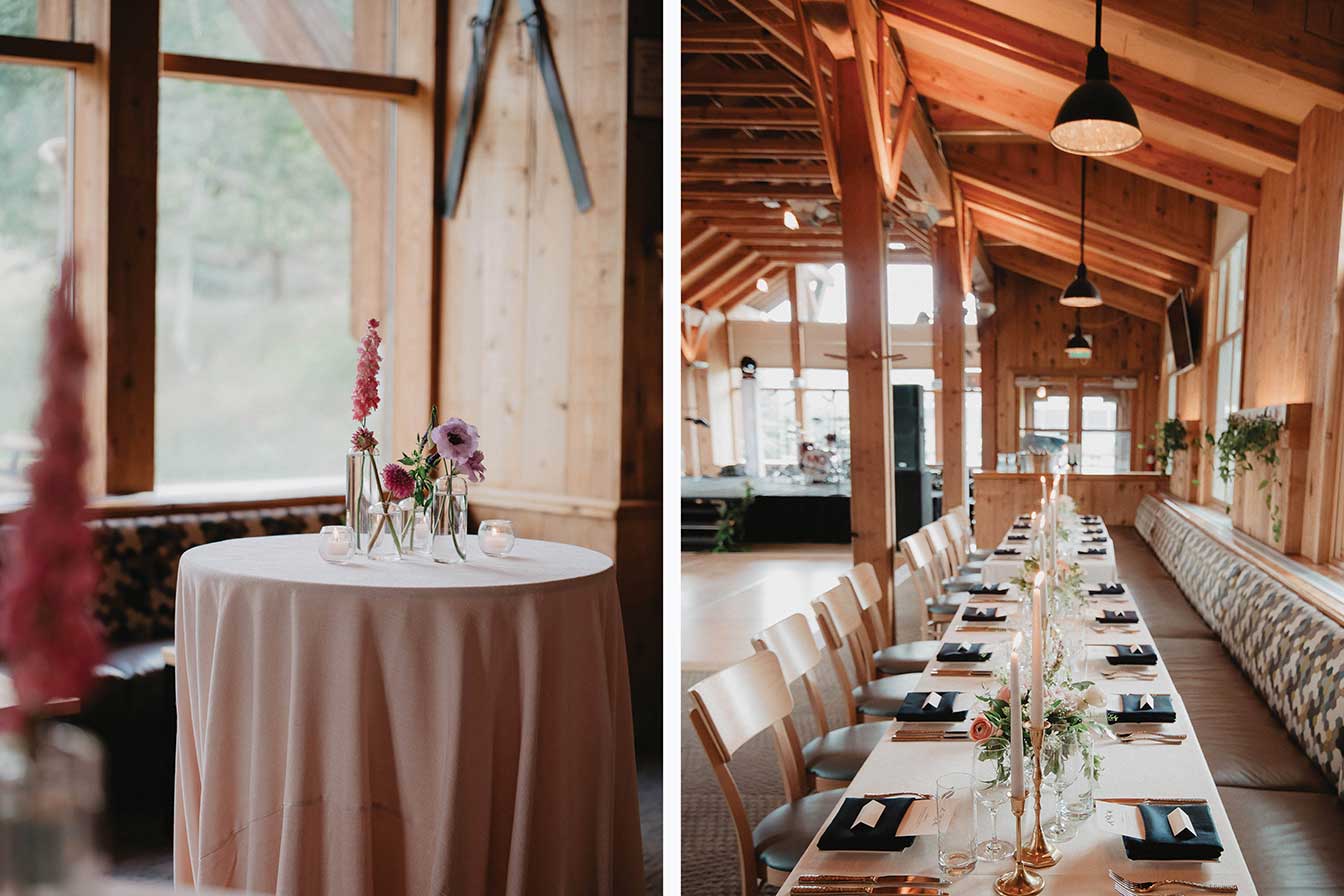 Weddings at Buttermilk Mountain Lodge: place settings