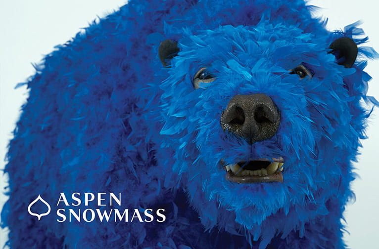 Paola Pivi's blue bear for Aspen Snowmass 2021-22 lift tickets