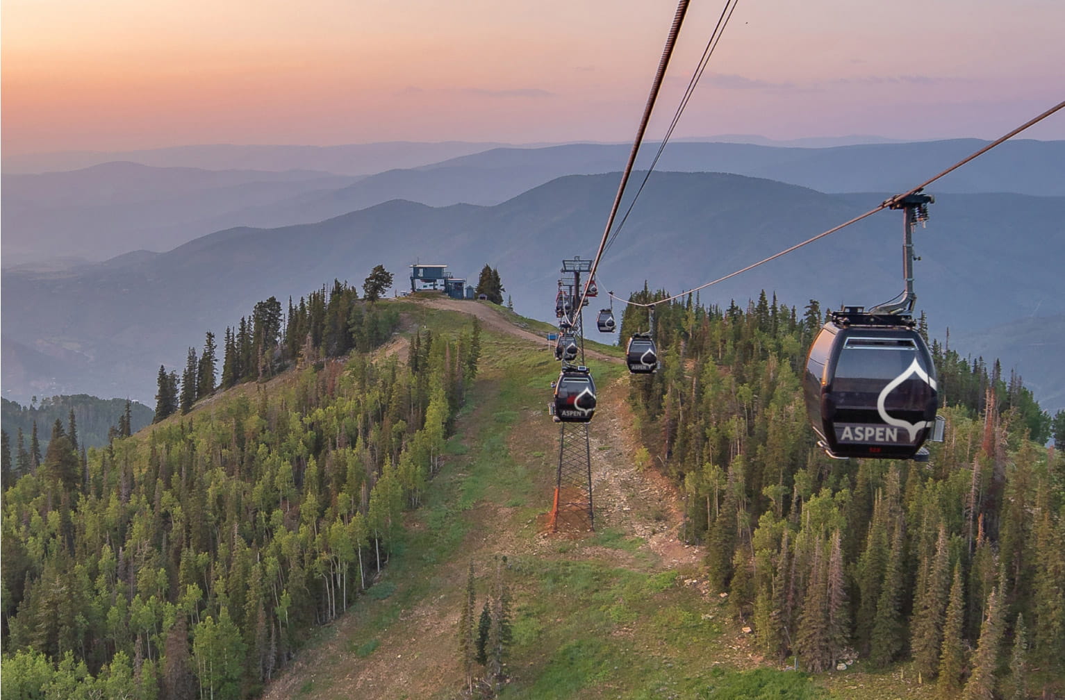 Aspen mountain gondola in the summer