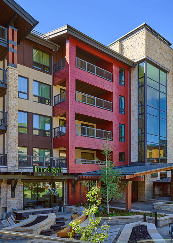 Limelight Snowmass patio in summer.