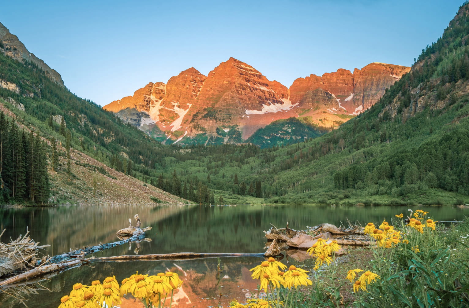 Maroon Bells in summer