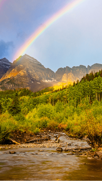 Rainbow over maroon bells