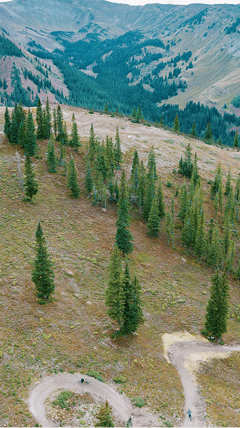 Single track bike trail in snowmass bike park