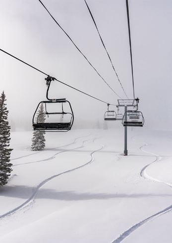 Empty lifts on a powder day at Snowmass