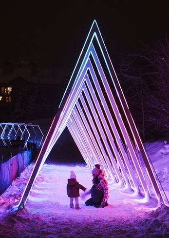 Mother and Daughter at Snowmass Luminescence a light festival and art instillation in Snowmass Colorado. 