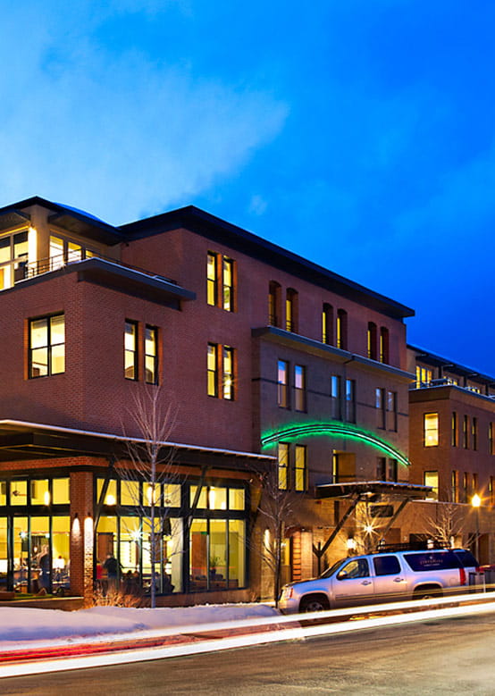The Limelight Hotel Aspen at dusk