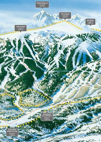 Snowmass Uphill Trail Map, Snowmass Village, Colorado